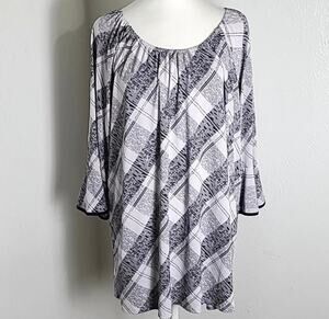 Coquette Adele & May Black & White Plaid Tunic Blouse Plus Size 3X